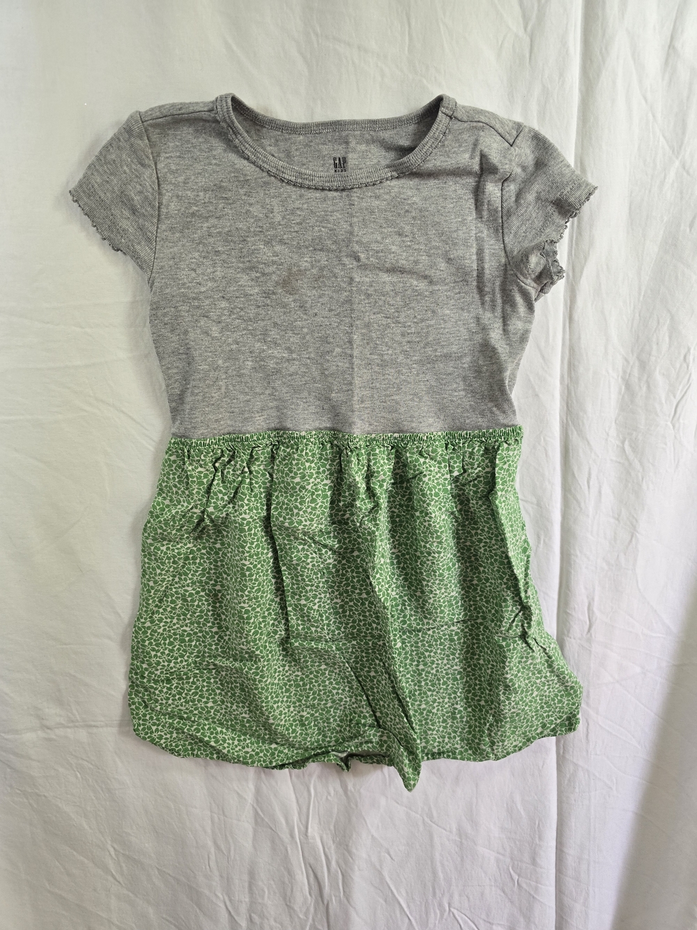 GAP Grey & Green Two-Tone Short Sleeve Dress